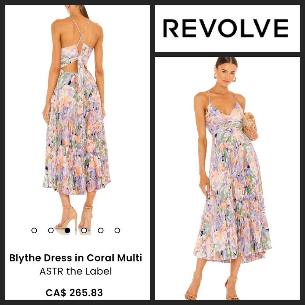 ASTR The Label Blythe Floral Plisse Midi Pleated Dress Coral REVOLVE Small